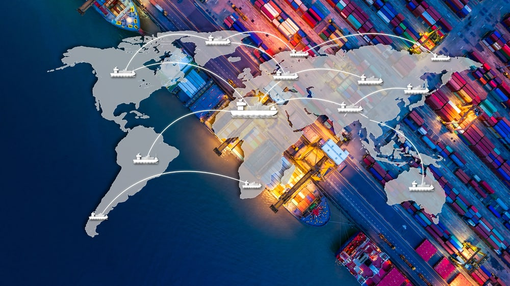Rail freight train connecting China and Poland via the New Silk Road