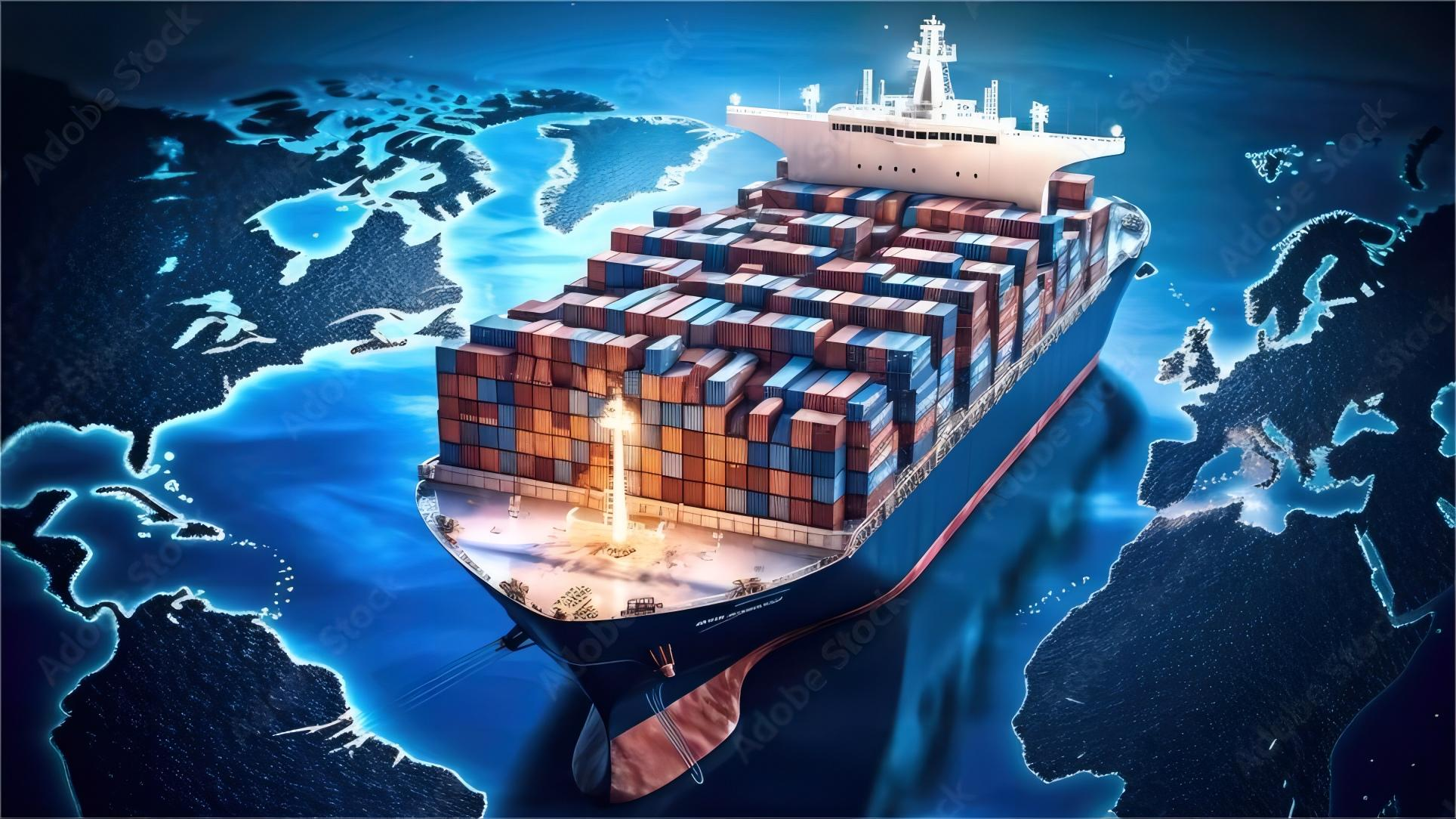 Global logistics and cargo containers at a busy Chinese port