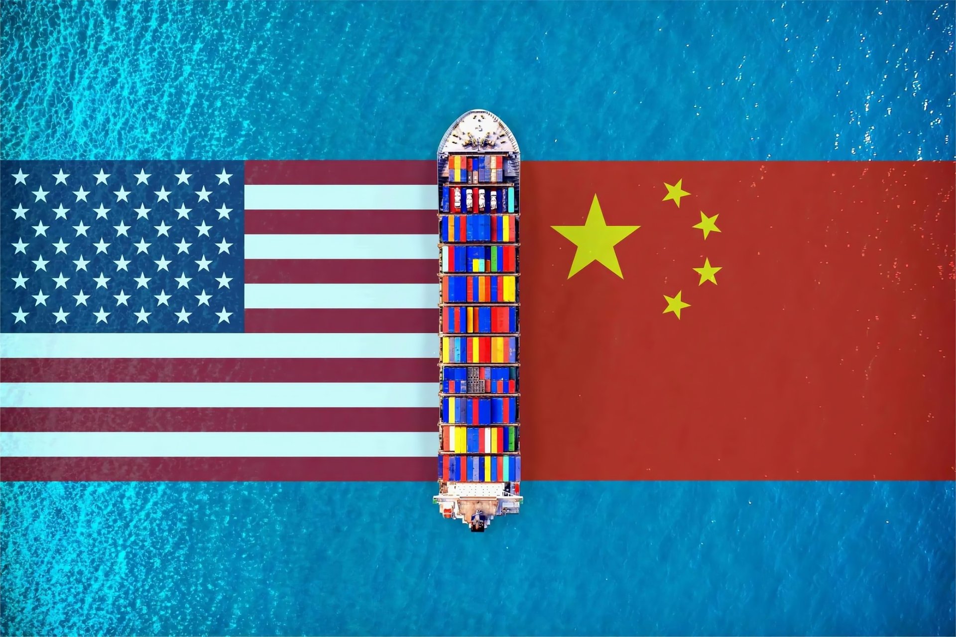 A large container ship transporting goods from China to the United Kingdom
