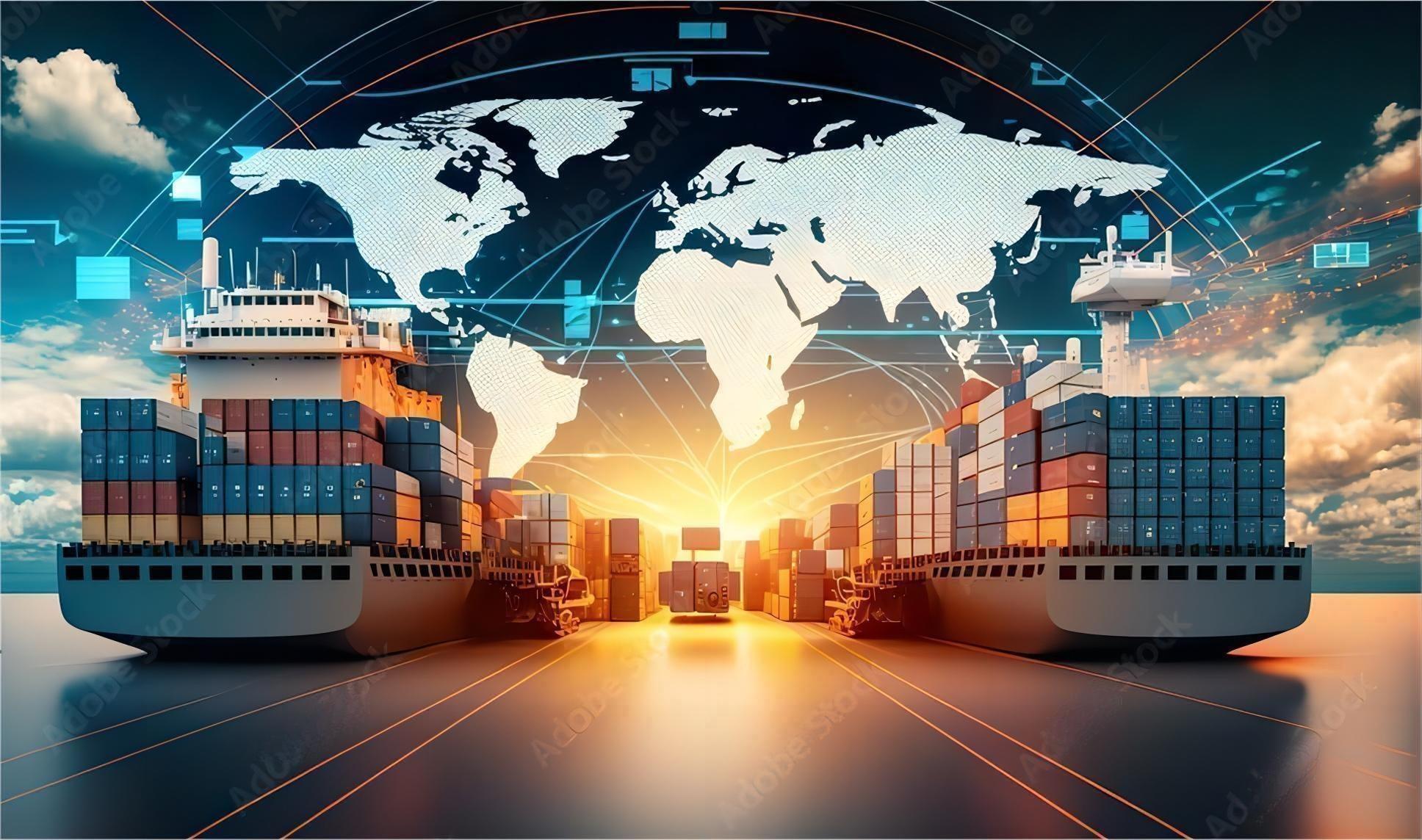 Global logistics map showing China to UK shipping routes