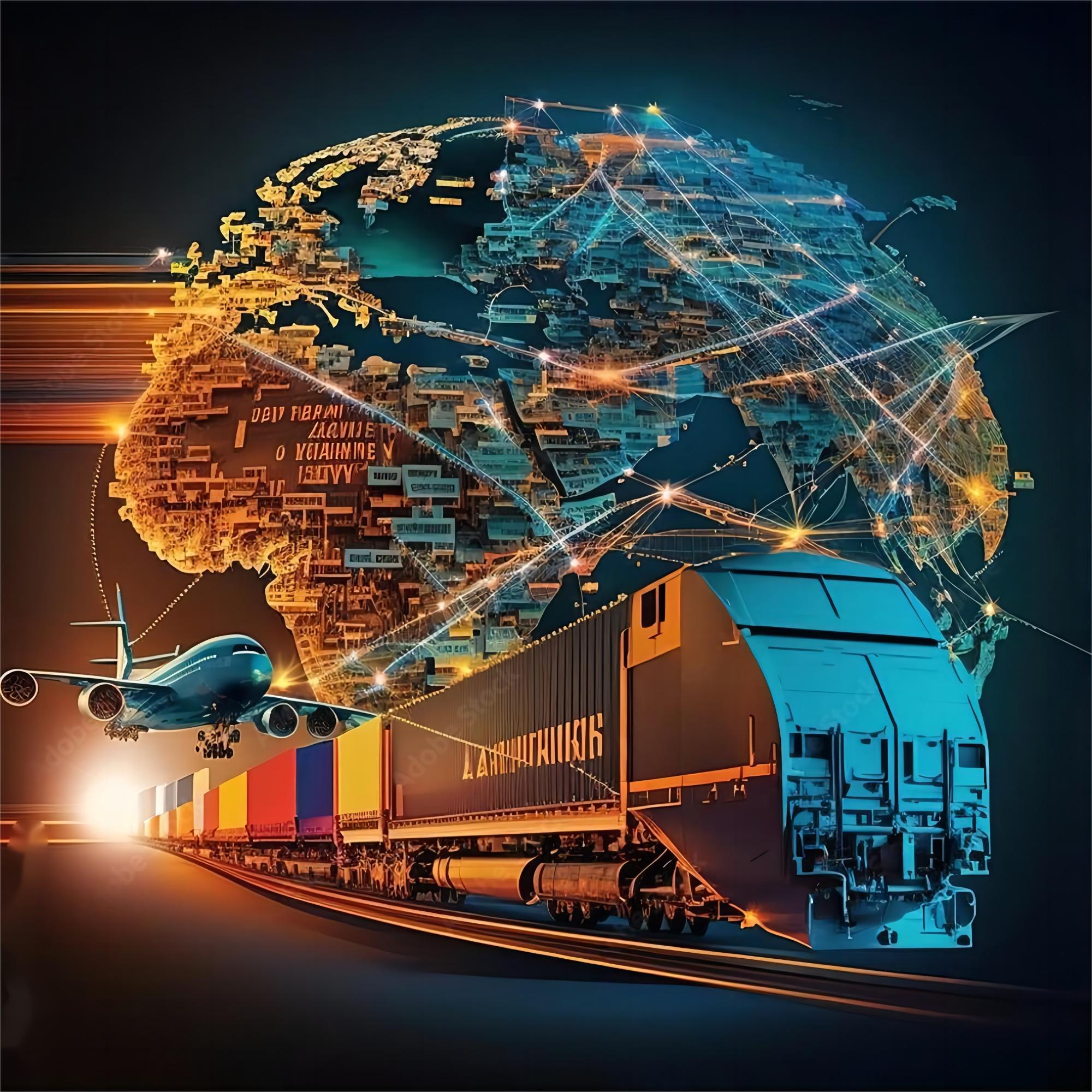 Modern port terminal with container ships and cranes